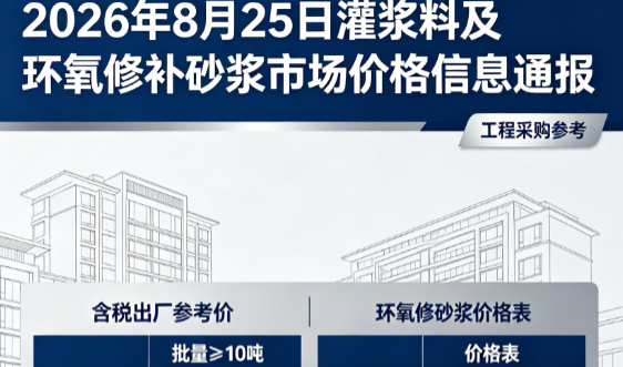 林甸2026年8月25日灌浆料及环氧修补砂浆市场价格信息通报